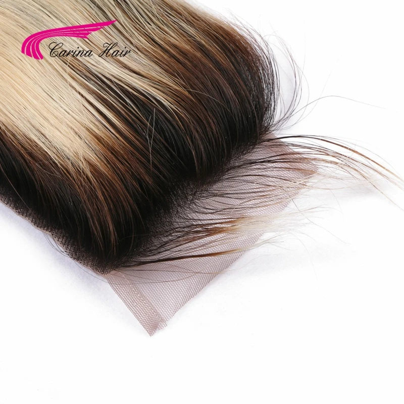 Carina Ombre блонд прямые волосы швейцарские кружевные 4*4 с детскими волосами