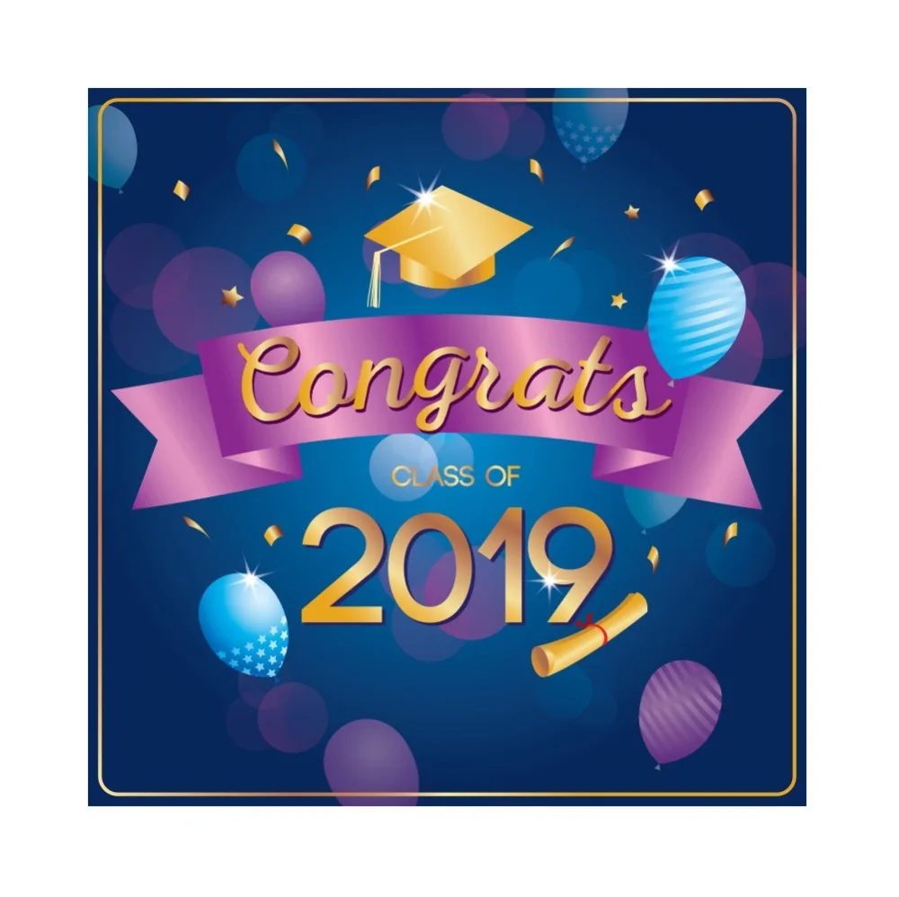 Laeacco Baby Cartoon Balloons Congrats Class Of 2019 Bachelor Cap Party Portrait Photo Backdrops Photography Backgrounds | Электроника