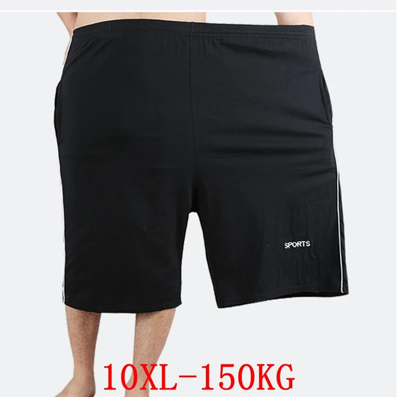 Men's big shorts plus size 8XL 9XL 10XL summer cotton large stretch sports casual loose large size 50 black shorts