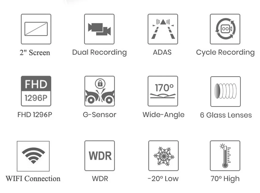 WHEXUNE WI-FI Full HD 1296P ADAS Видеорегистраторы для автомобилей Камера Двойной объектив 2," видео регистратор с ночным видением Автомобильный dvr рекордер Dash Cam