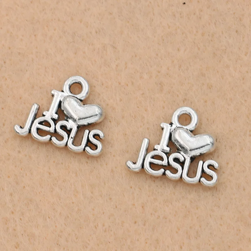 Подвеска Шарм Я люблю Иисуса для браслета ожерелья тибетское посеребренное