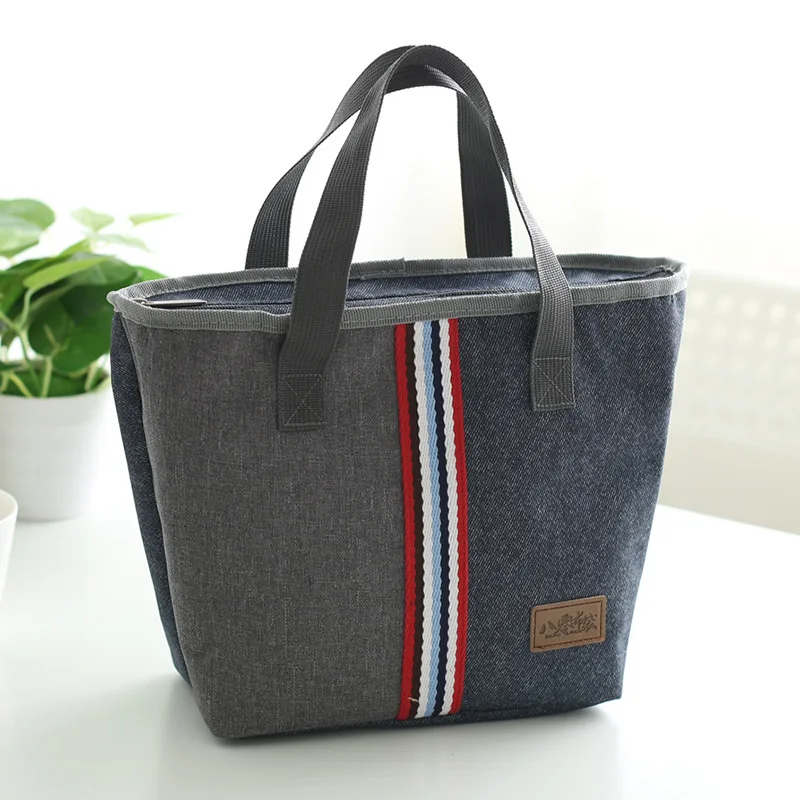 new fashion denim Portable lunch bag thermal food bag casual thermo cooler insulated picnic bag for kids women or men