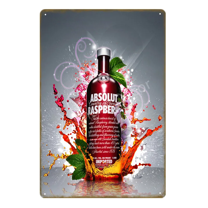 Absolut водка металлическая жестяная вывеска страна ШВЕЦИЯ Пиво Вино стены искусства печати железа плакат Винтаж Бар Паб домашний декор табличка YA205
