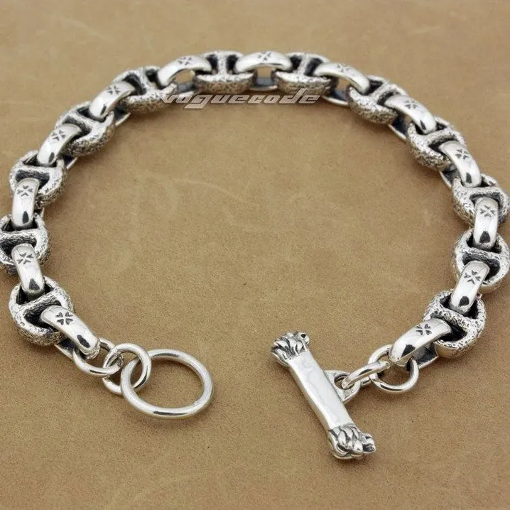 Мужской Байкерский браслет с головой льва серебро 925 пробы 6 ~ 11 4 дюйма|bracelet bow|silver