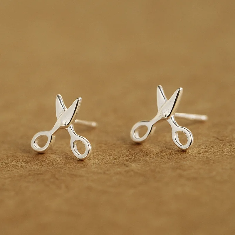 925 Sterling SV Creative cute scissors earrings for women gift | Украшения и аксессуары