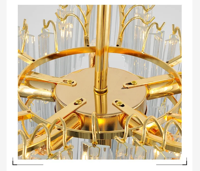 

High-grade crystal chandelier LED gold luxury living room restaurant American decorative lamp