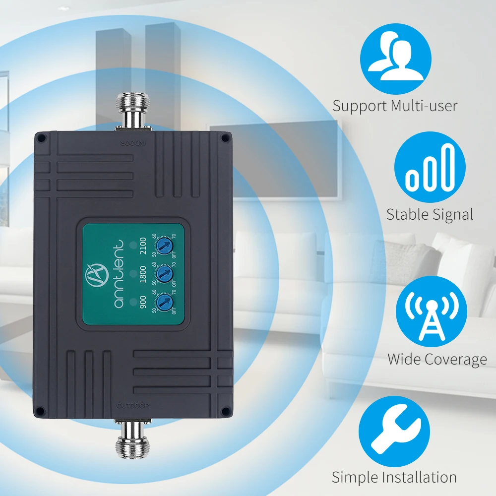 Трехдиапазонный усилитель сотового сигнала 2G 3G 4G ретранслятор 900/1800 МГц GSM WCDMA LTE