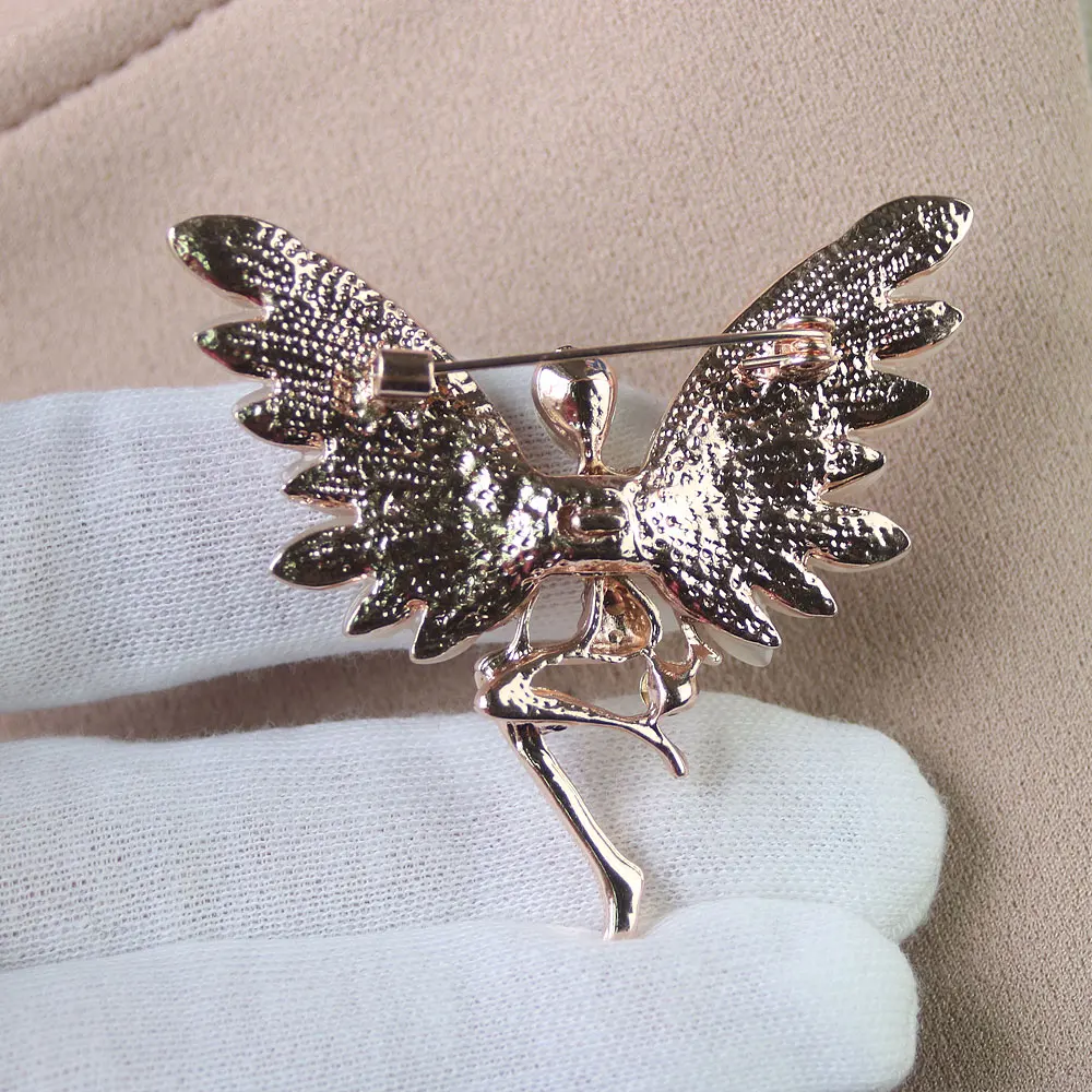PULATU Classic Angel Brooches for Women Alloy Metal Mosaic Opal Crystal Rhinestone Brooch Pins Fashion Elegant Pin Birthday Gift | Украшения