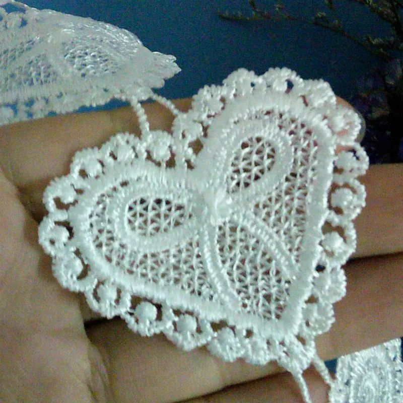10x Сердце 3D 5 5x5 см Хлопок шестигранный цветок вышитый кружевной отделкой