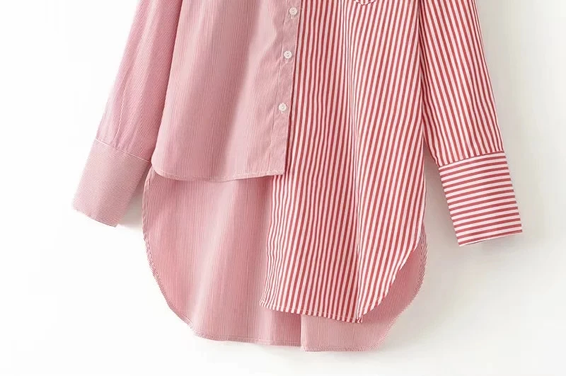 Полосатые Модные топы с длинными рукавами для женщин блузка Лето 2017 женская