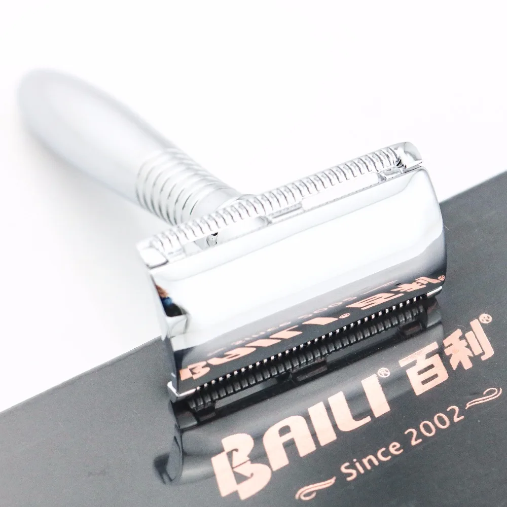 BAILI Safety Razor серебряная длинная ручка ZAMAK сплав цинка 5 лезвий чехол BD191 отличное