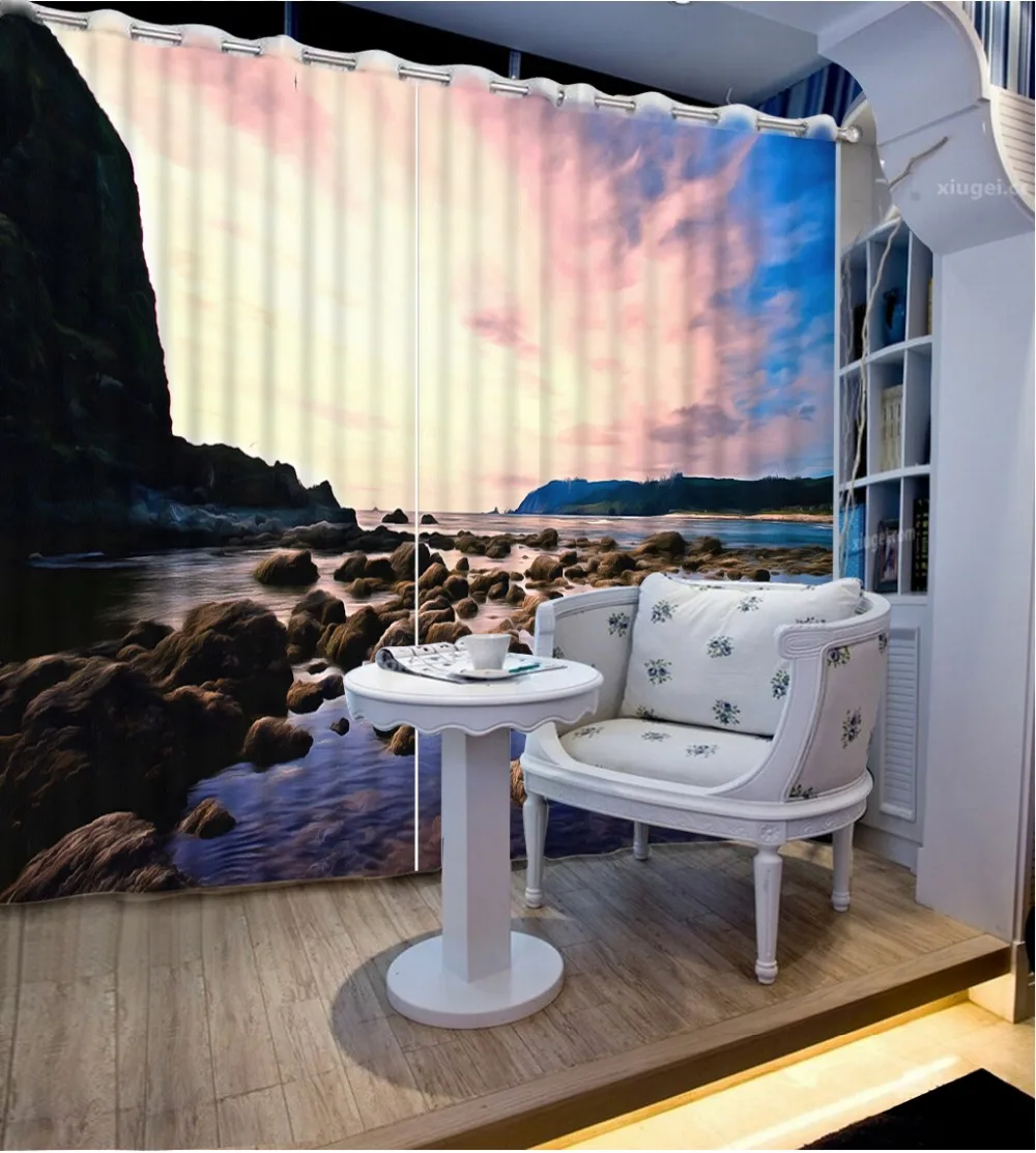 

Пользовательские 3d оконные шторы для гостиной, Роскошные волнистые каменные шторы, кухонные светонепроницаемые шторы