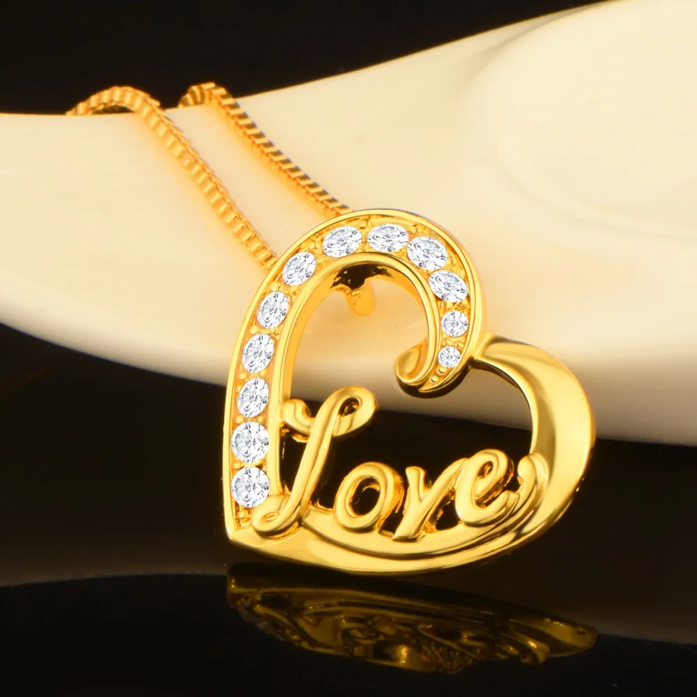 Новый Кристалл Rhinestone сердца Цепочки и ожерелья S Подвески Талисманы золото Цвет