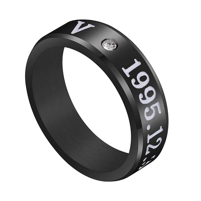 black V Auxauxme Titanium Steel Rap Monster Zircon Rings Gold Wedding Promise Ring For Women Men Engagement Jewelry Gift - Цвет основного камня: black V