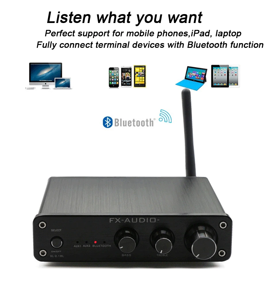 TPA3116d2 Bluetooth цифровой усилитель мощности аудио Плата 2,1 FX аудио XL-2.1BL сабвуфер динамик усилитель 50Wx2+ 100 Вт мини-усилитель