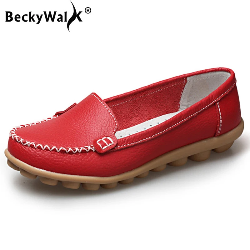 Лоферы BeckyWalk женские из натуральной кожи Повседневные балетки без застежки