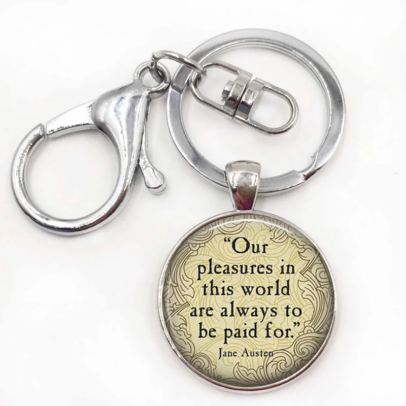 PRIDE AND Precision Quote key ring-Джейн Остин-наши удовольствия в этом мире... Романтическая