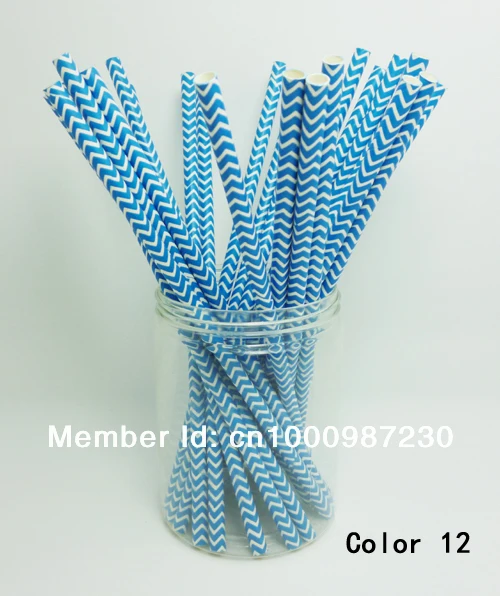 25 шт. бумажные соломинки синие шеврон полосатые питьевые для вечеринки День