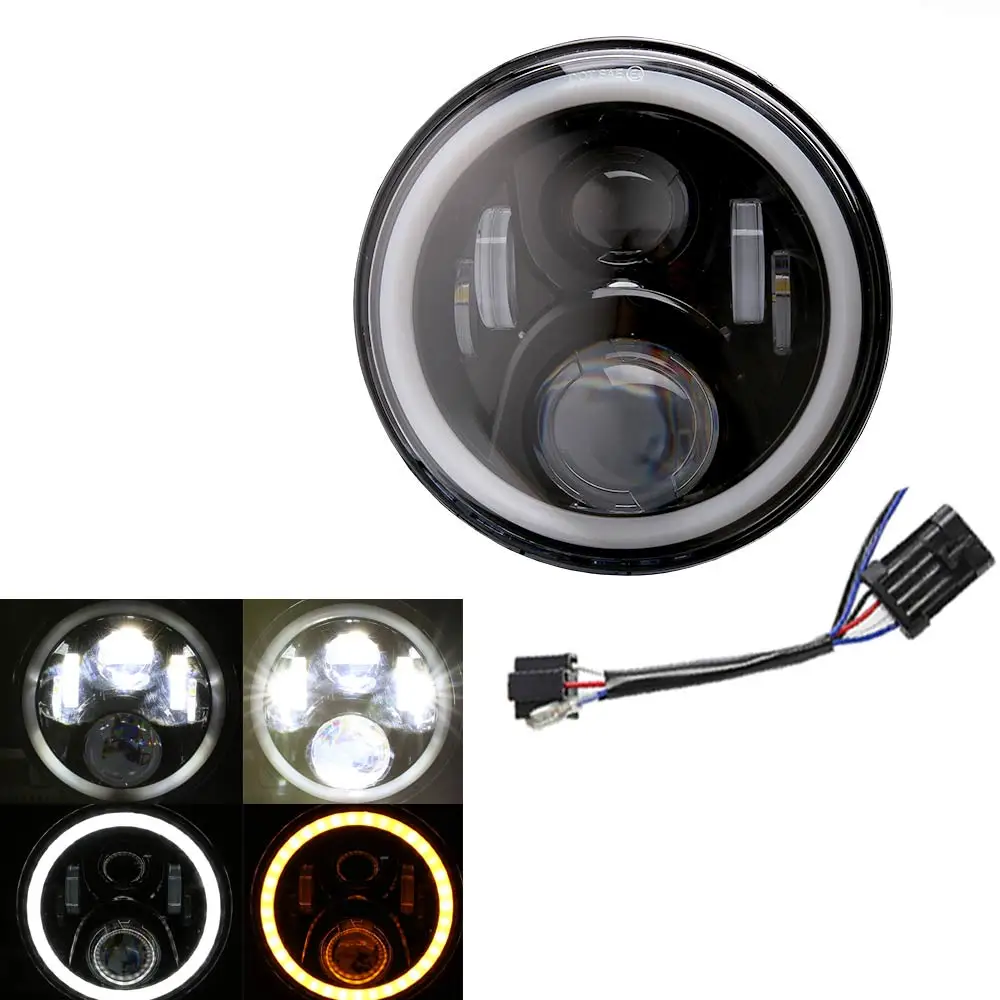 50w black with DRL Универсальный " светодиодный автомобильный мотоциклетный головной светильник H4 Phare Farol Moto налобный светильник для Harley Softail Кафе Racer Chopper Honda - Цвет: 50w black with DRL
