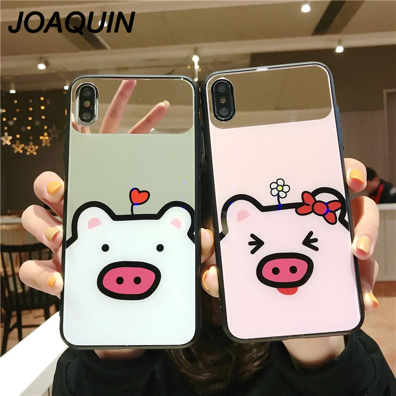 Новинка 2019 стеклянный чехол с зеркальным покрытием для iPhone X XR XS MAX big Pig head