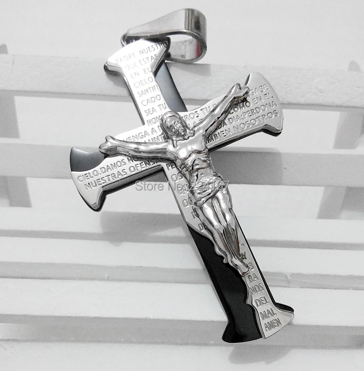 Новинка 2019 подвеска из нержавеющей стали с изображением Иисуса Библии и черного