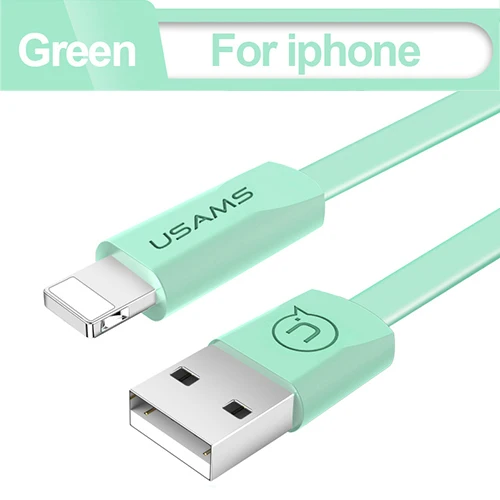 Green USAMS USB кабель для телефона для iphone 7 8 6 6S USB кабель для зарядного устройства для iPad iOS кабель для синхронизации данных и зарядки для освещения - Цвет: Green