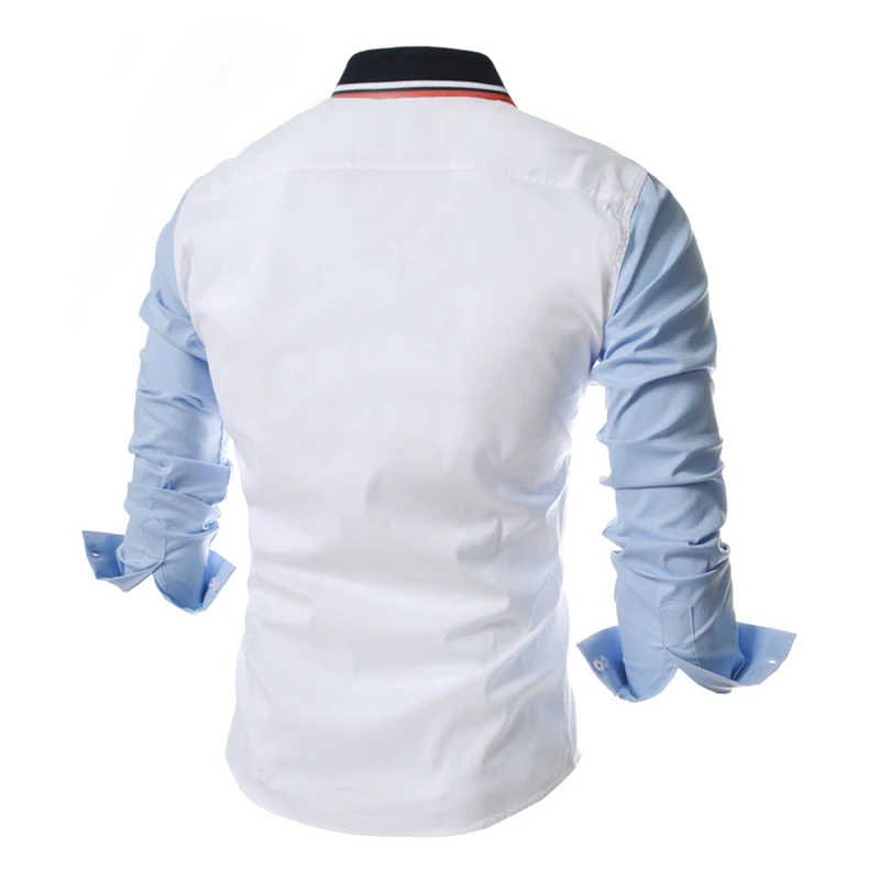 Fashion England style pocket sleeve patchwork design yong men's shirts M-2XL man slim fit full Cool boy clothing wholesale | Мужская