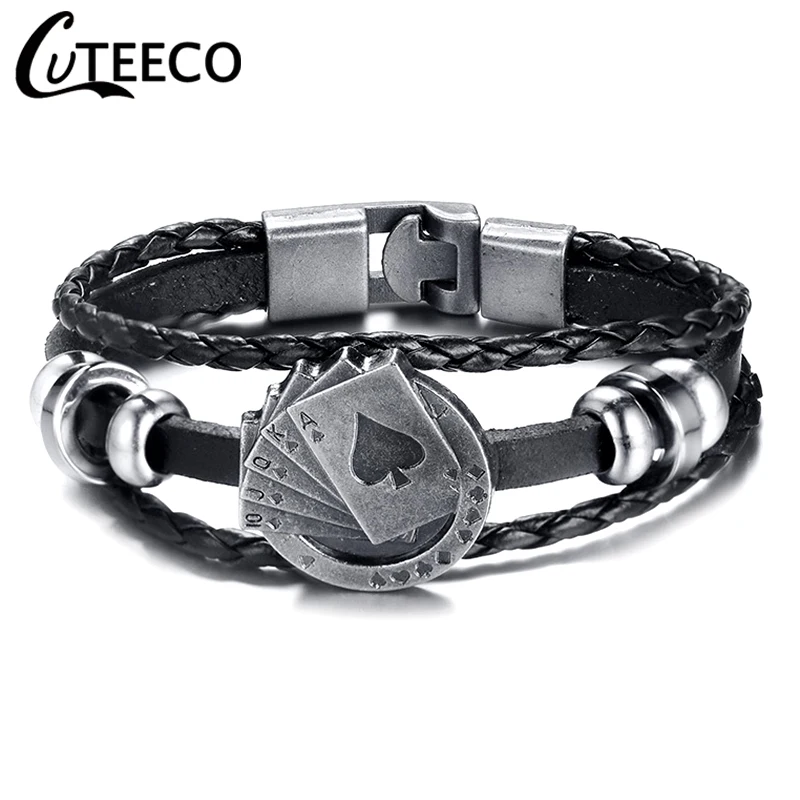 Браслет CUTEECO мужской многослойный из кожи модное винтажное Ювелирное Украшение в