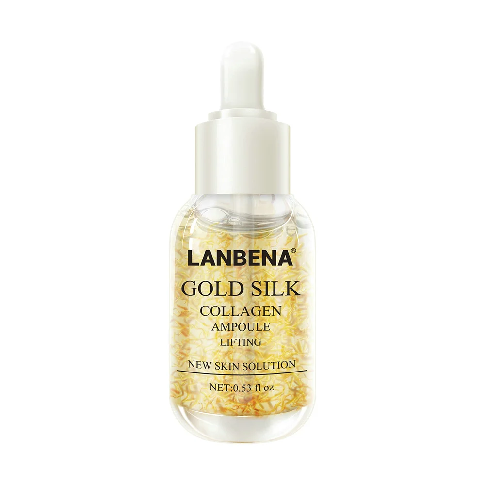 Gold Silk Lanbena ампульная Сыворотка для кожи эфирное масло Гиалуроновая кислота крем для лица отбеливающий укрепляющий увлажняющий питательный коллаген уход за кожей - Вес нетто: Gold Silk