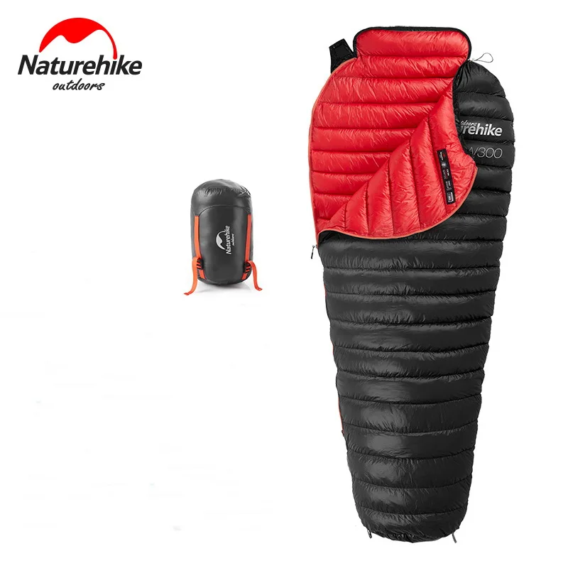 black with pillow Naturehike 90% гусиный пух Мумия спальный мешок 6 градусов Водонепроницаемый Сверхлегкий зимние спальные мешки кемпинг открытый 630 г W& Подушка - Цвет: black with pillow