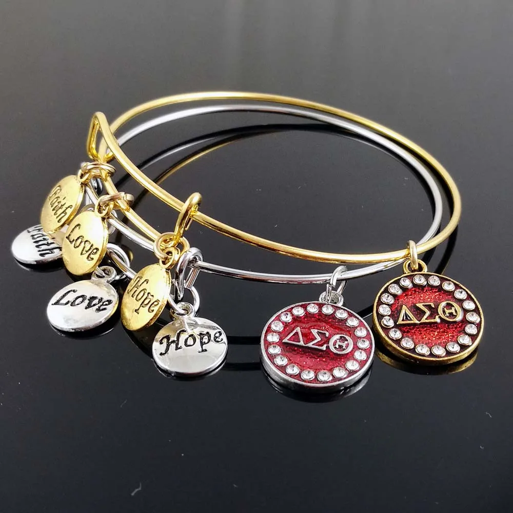 На заказ Греция греческое братство DST AEO handmake Вера Любовь Надежда Delta Sigma Theta DIY Шарм регулируемый браслет ювелирные изделия