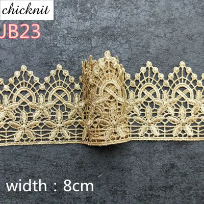 JB23 gold Модный золотой серебряный кружевной отделкой Водорастворимая Вышивка корона цветок кружевная отделка ткань исламский платок аксессуары для волос JB - Цвет: JB23 gold