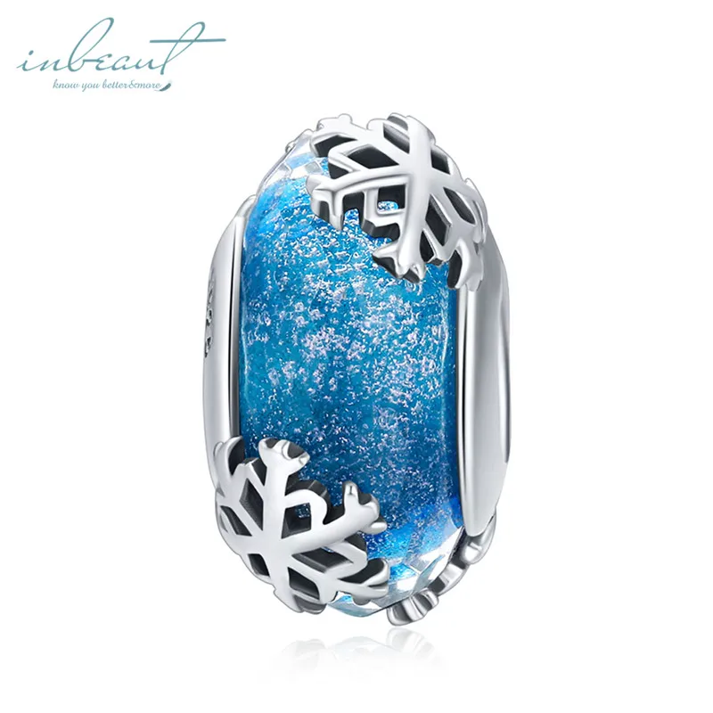 S925 серебро fit Pandora браслет морские очки Маргаритка Русалка Звезда бусины 925 Синий Циркон эмаль Снеговик кошка птица подвеска - Цвет: FSCC862