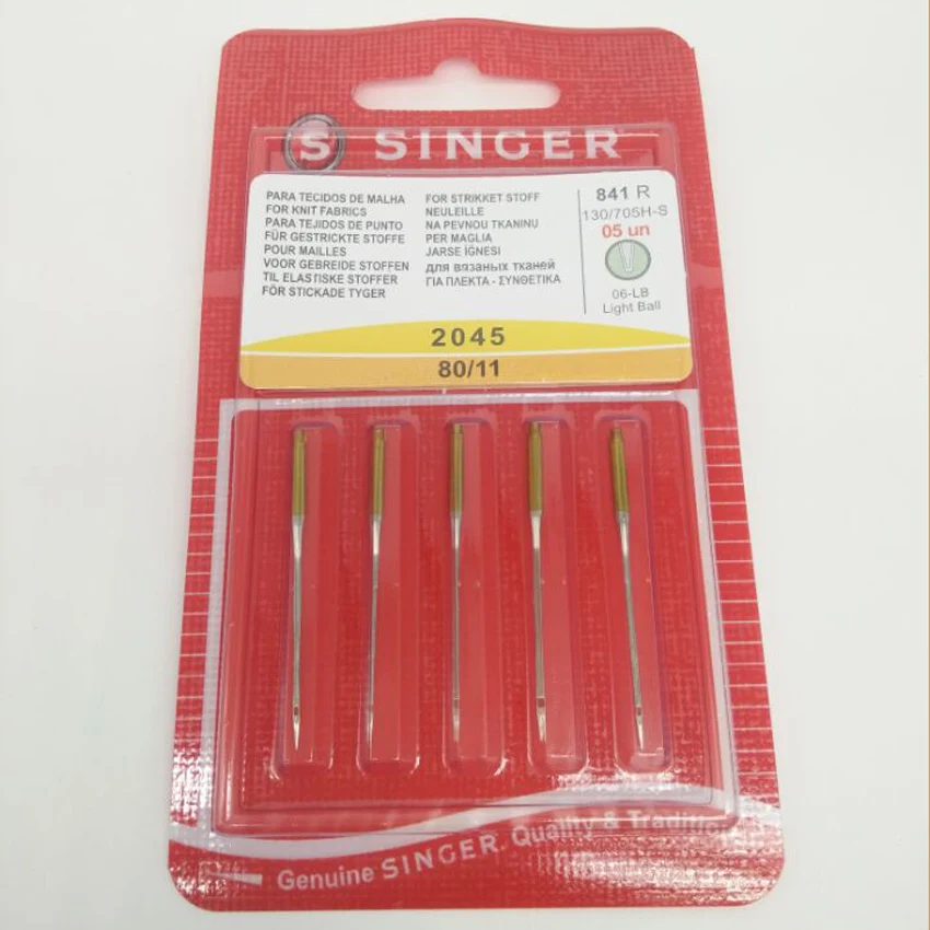 Иглы для швейной машины Singer Premium Ball Point 2045 размеров 80/11, 100/16-1 упаковка = 5 шт