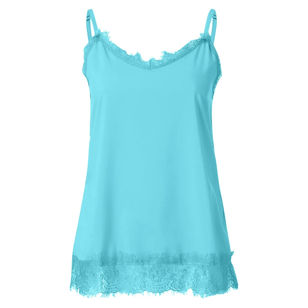 Sky Blue Женские прочные сексуальные кружевные женские свободные топы с v-образным вырезом, женские мягкие и удобные рубашки больших размеров debardeur femme - Цвет: Sky Blue