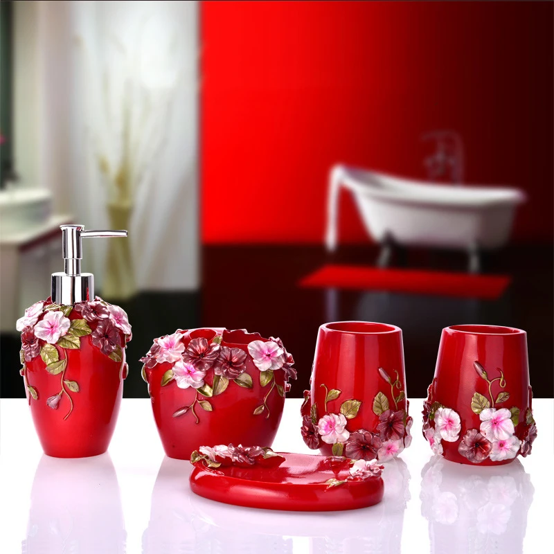Wourmth ExquisiteScalpture Soap Holder Dishes Toothbrush Cup Liquid Dispenser Bathroom Accessories Set Craft Gift | Дом и сад