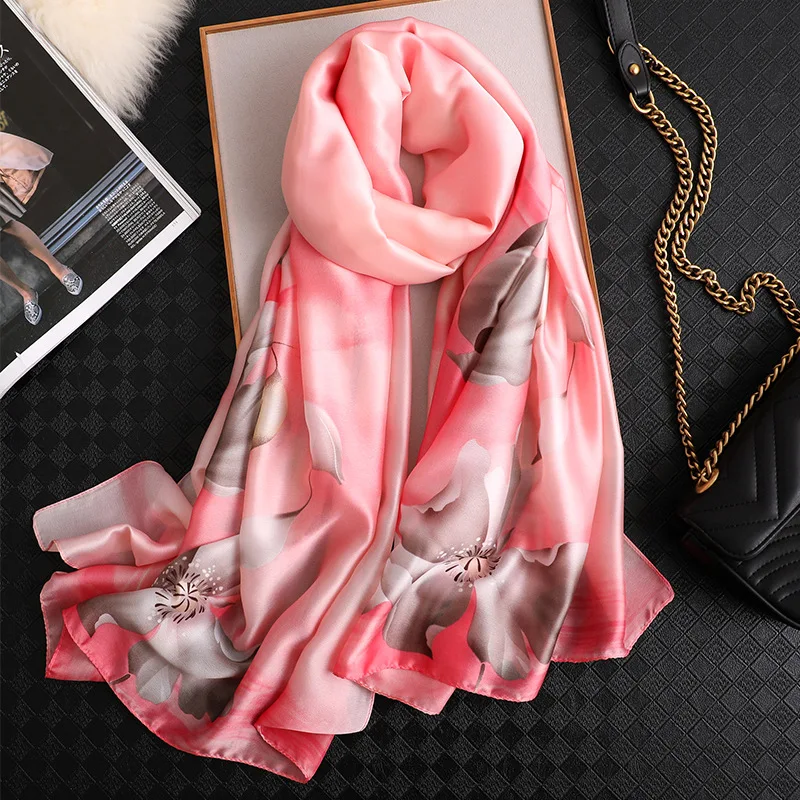 FS416 pink Роскошный брендовый дизайнерский шелковый шарф, женская мода, длинный платок, бандана, высокое качество, тонкие шали и палантины, женские головные платки, хиджаб - Цвет: FS416 pink
