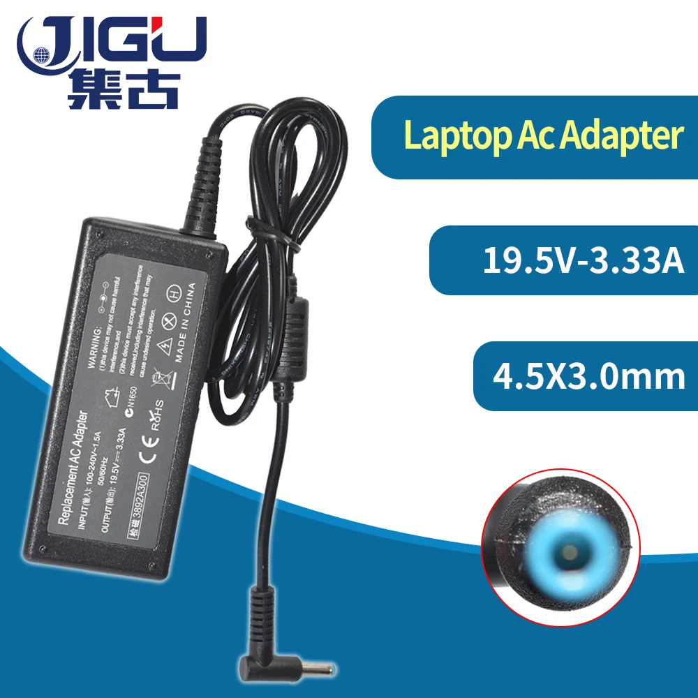 

19.5V 3.33A 4.5*3.0mm AC Adapter For HP Laptop Envy4 Envy6 K001TX C8K20PA TPN-F112 F113 Pavilion 15 Series Notebook Charger