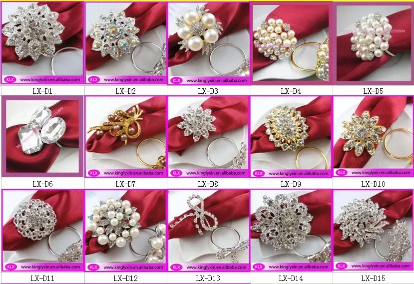 (250 шт./лот) позолота жемчуг и горный хрусталь держатели для салфеток Украшение