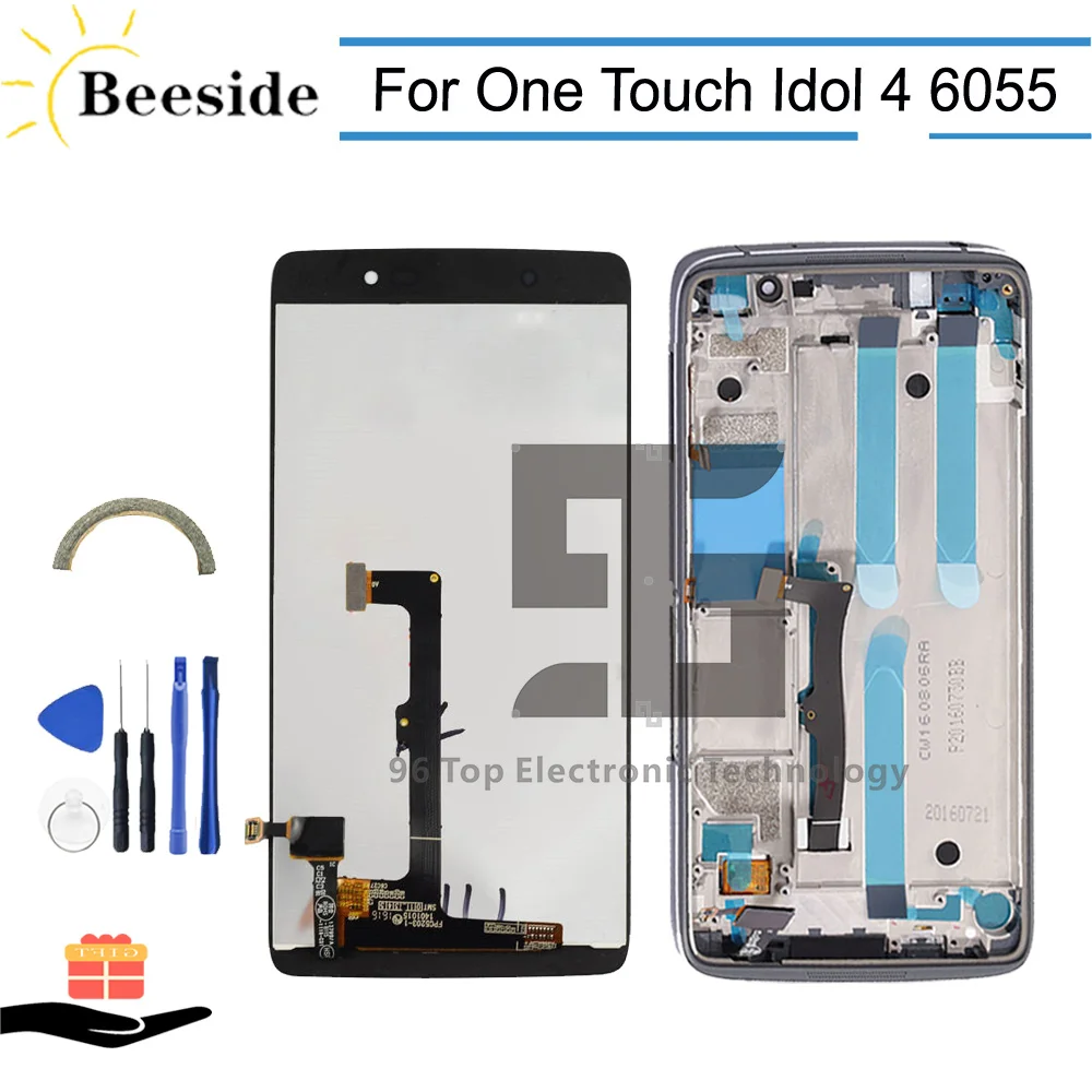 AA + lcd рамка для Alcatel One Touch Idol 4 LTE 6055 P 6055Y 6055B K ЖК дисплей сенсорный экран дигитайзер