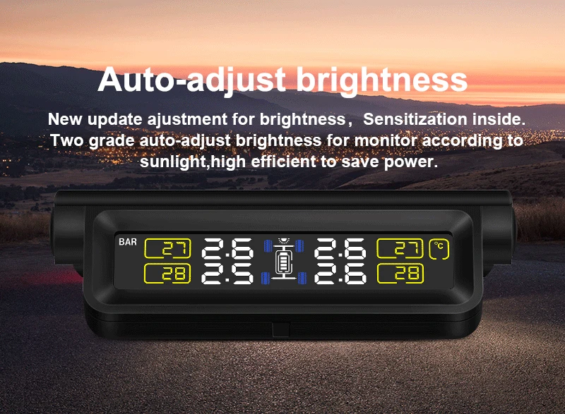 T680-WI Солнечный TPMS автомобильных шин Давление сигнализации Монитор Системы Дисплей 4 внешних Сенсор Температура Предупреждение