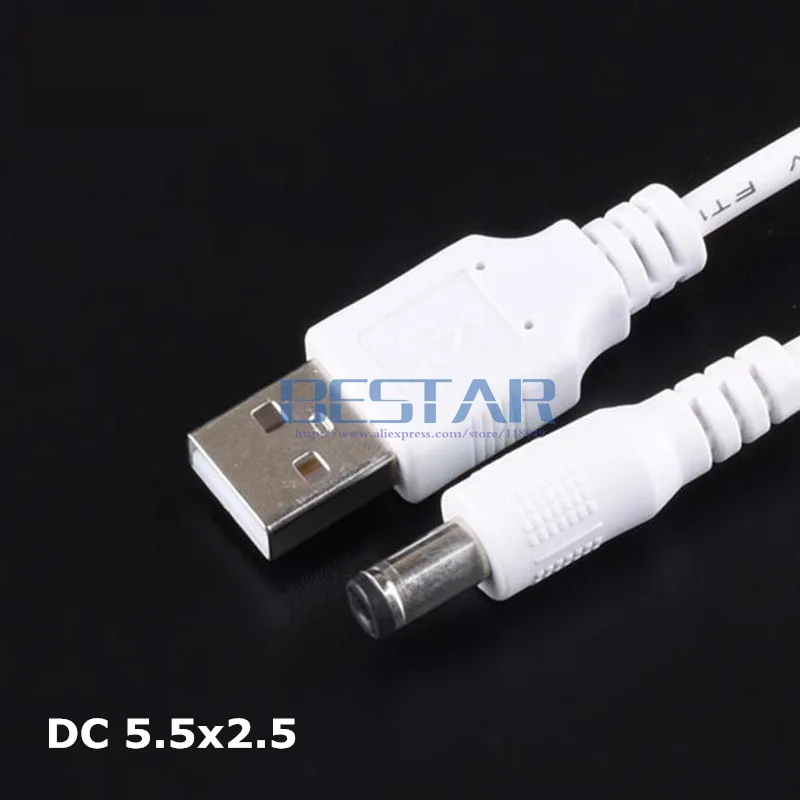 Белый USB для разъема 5 5*2 мм/DC 5525 5x2 мм x 2 мм/2 штекер питания постоянного тока