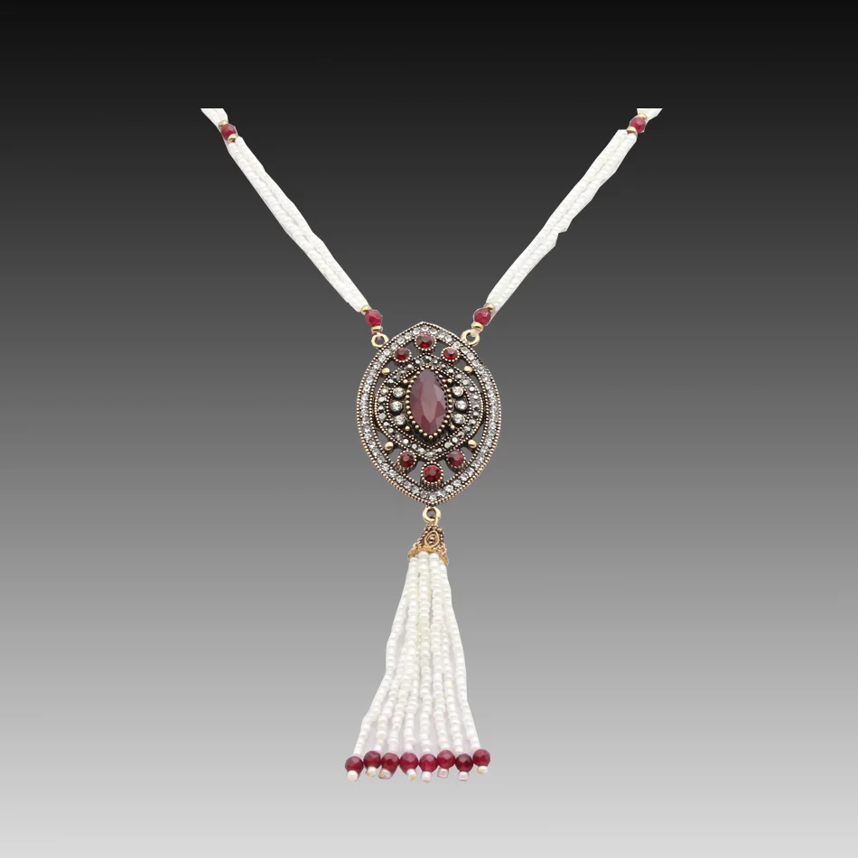 Винтажное длинное ожерелье свитер в турецком стиле с кисточками из смолы полыми