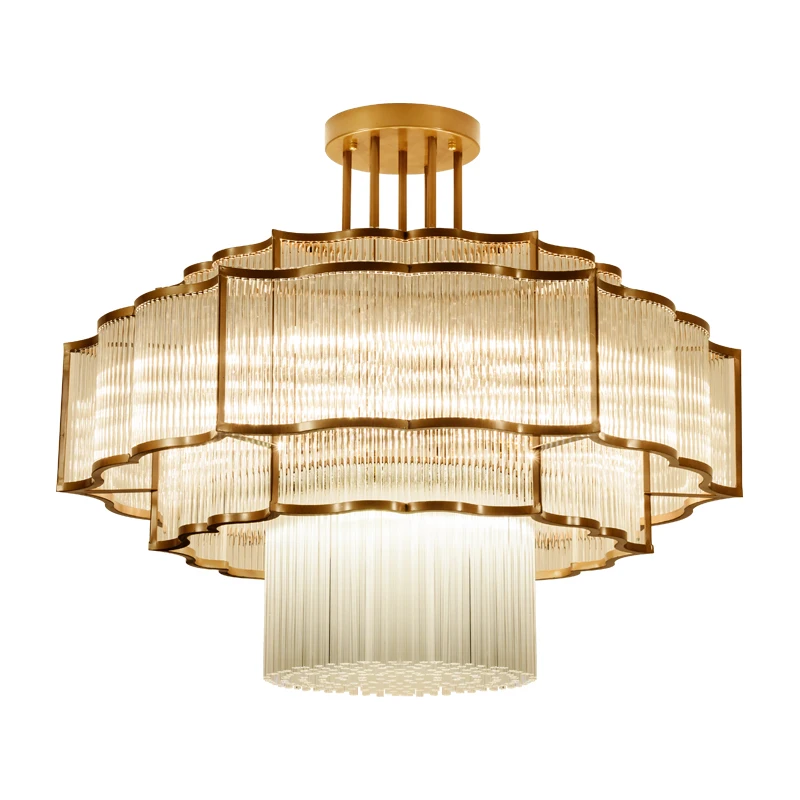 

New Chinese Style Glass Ceiling Lamp Modern Minimalist Villa Living Room Bedroom Duplex Hotel Restaurant Lobby Lobby Lighting