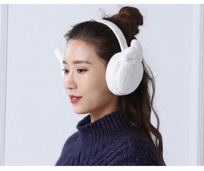 Elegant Rabbit Ear Winter Earmuffs For Women Warm Warmers Gifts Girls Cover Ears Fashion TWE005-white | Аксессуары для одежды