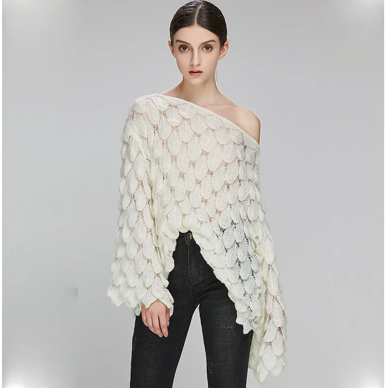 Ladies Knitted Hollow Out Crochet Summer Pullover Tops Women Mesh Thin Plus Size Knit Loose Pullovers Sweaters Female | Женская одежда