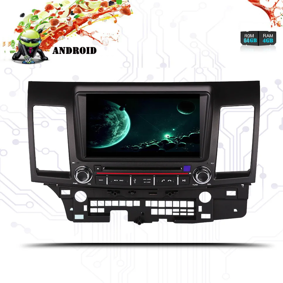 8 &quotAndroid 9 0 4 + 64G 8Core 1024*600 автомобильный DVD GPS плеер для Mitsubishi Lancer 10 EVO стерео Авто