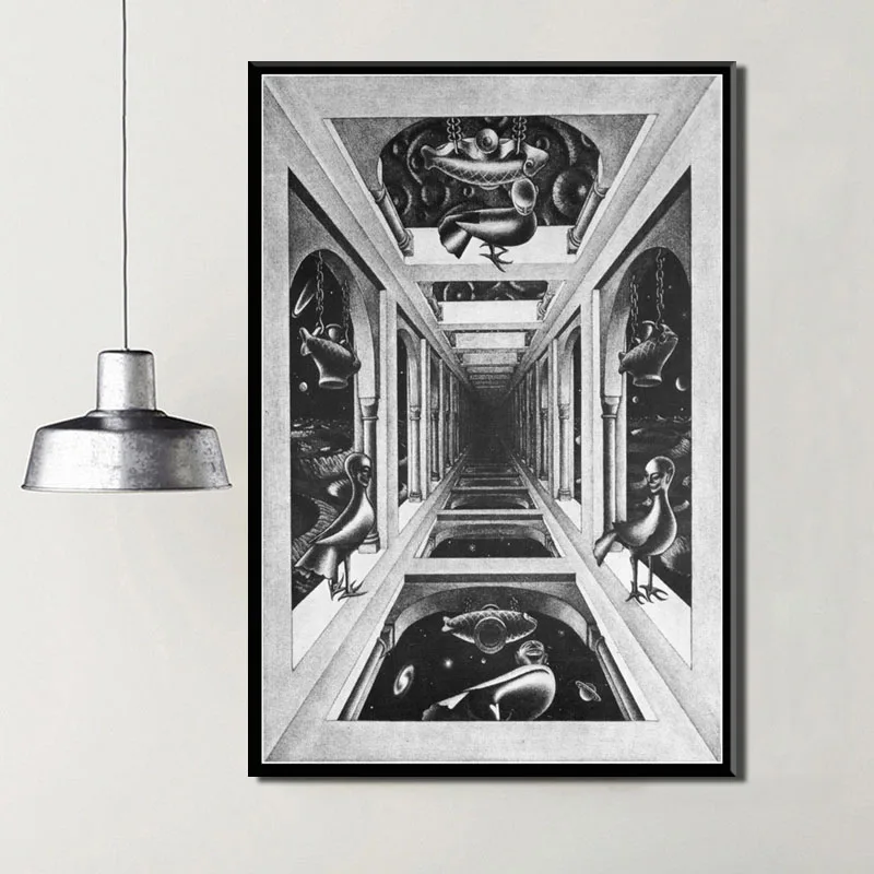 P519 Escher Surreal геометрическое Искусство Современная Абстрактная живопись Шелковый
