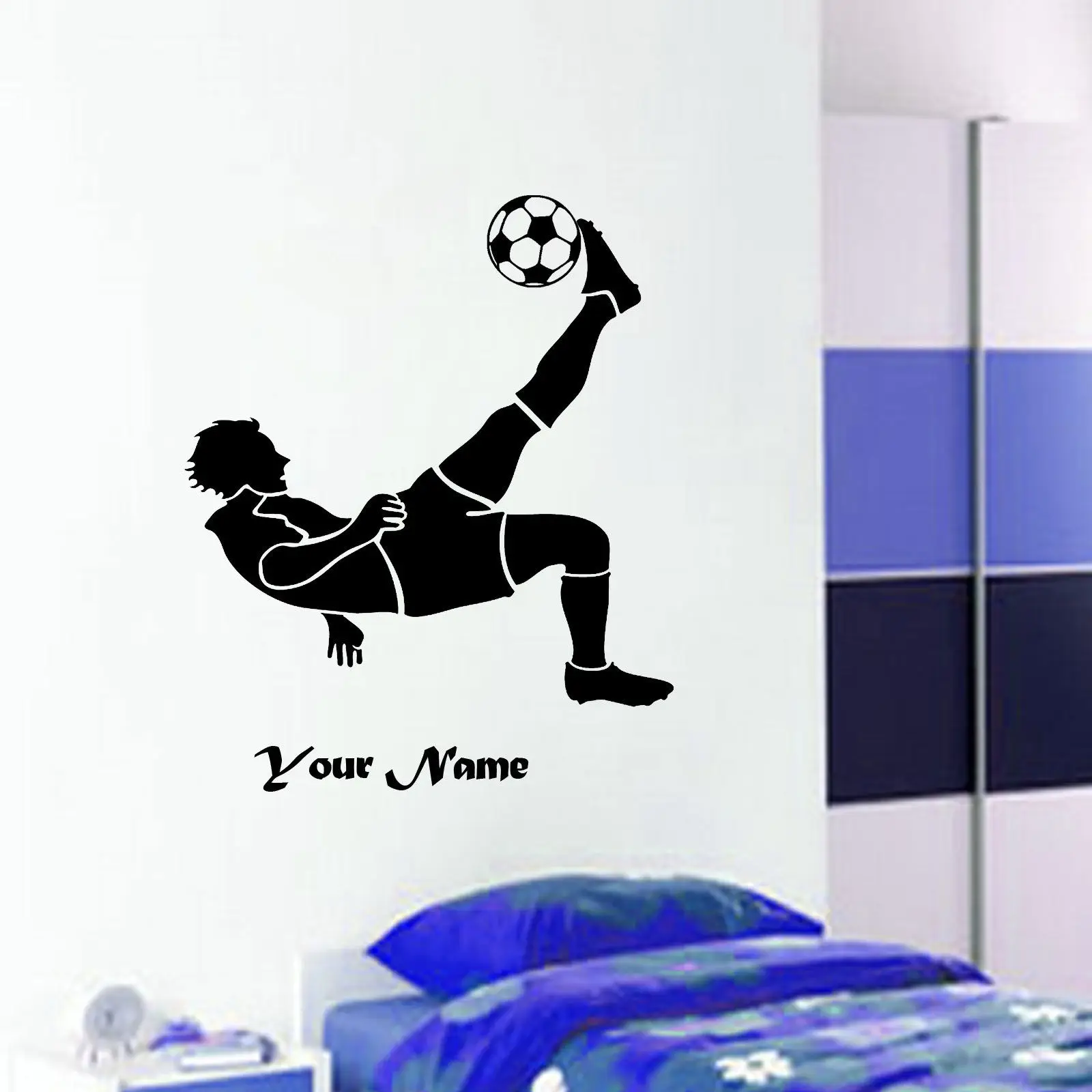 Футбол футболист действие пользовательское имя Wall Art Стикеры Наклейка Фреска