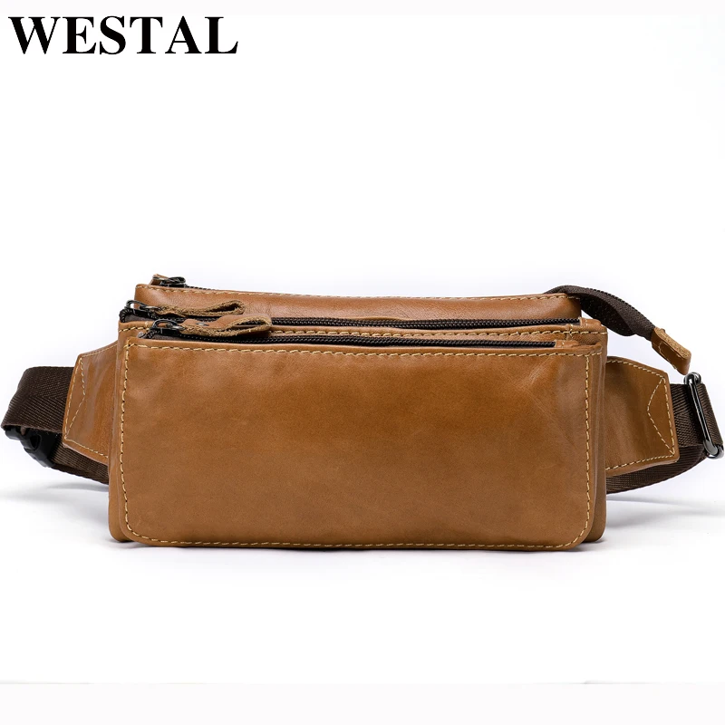 Мужская поясная сумка WESTAL повседневная из натуральной кожи с ремнем для